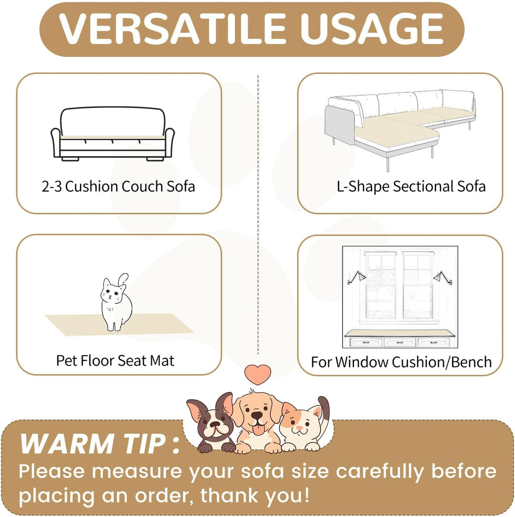 OTOB Couch Cover for Dogs Washable, Non Slip Plush Sofa Covers for 3 Cushion Couch, Fuzzy Pet