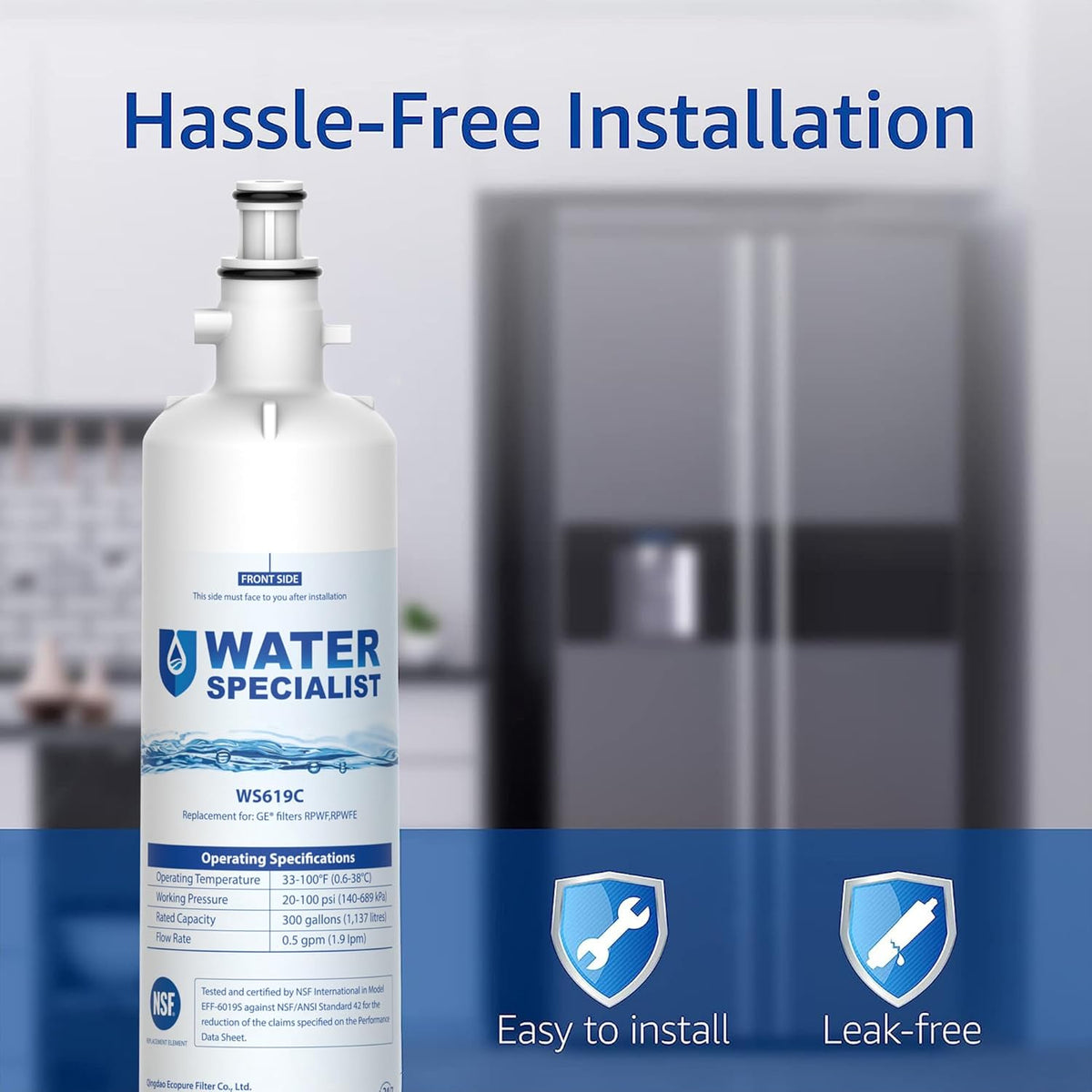 Waterspecialist Replacement for GE® RPWFE®, RPWF (Built-in CHIP) Refrigerator Water Filter