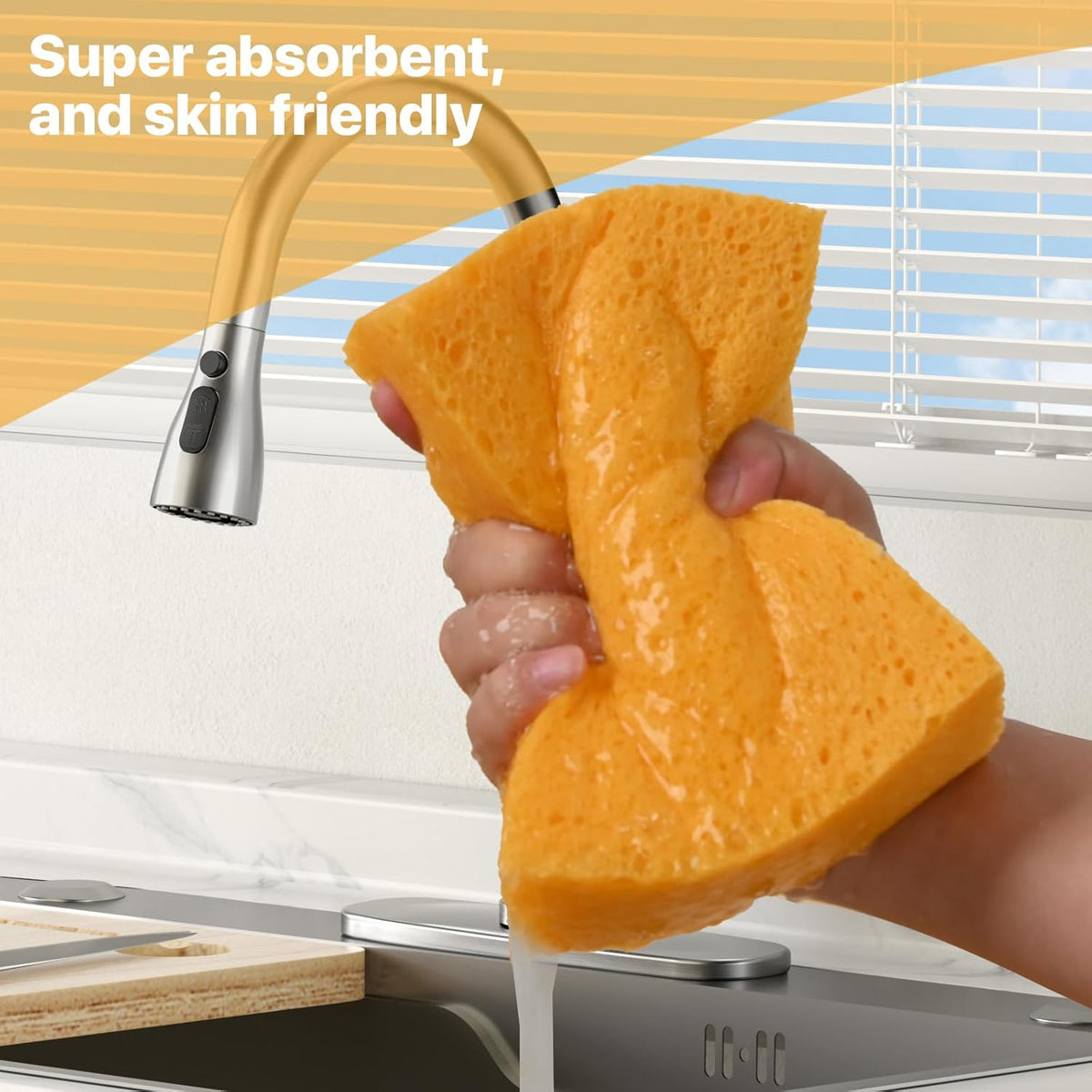 1 PCS Large Natural Cellulose Sponges 6x4x2 Inch - Super Absorbent and Biodegradable, Perfect for