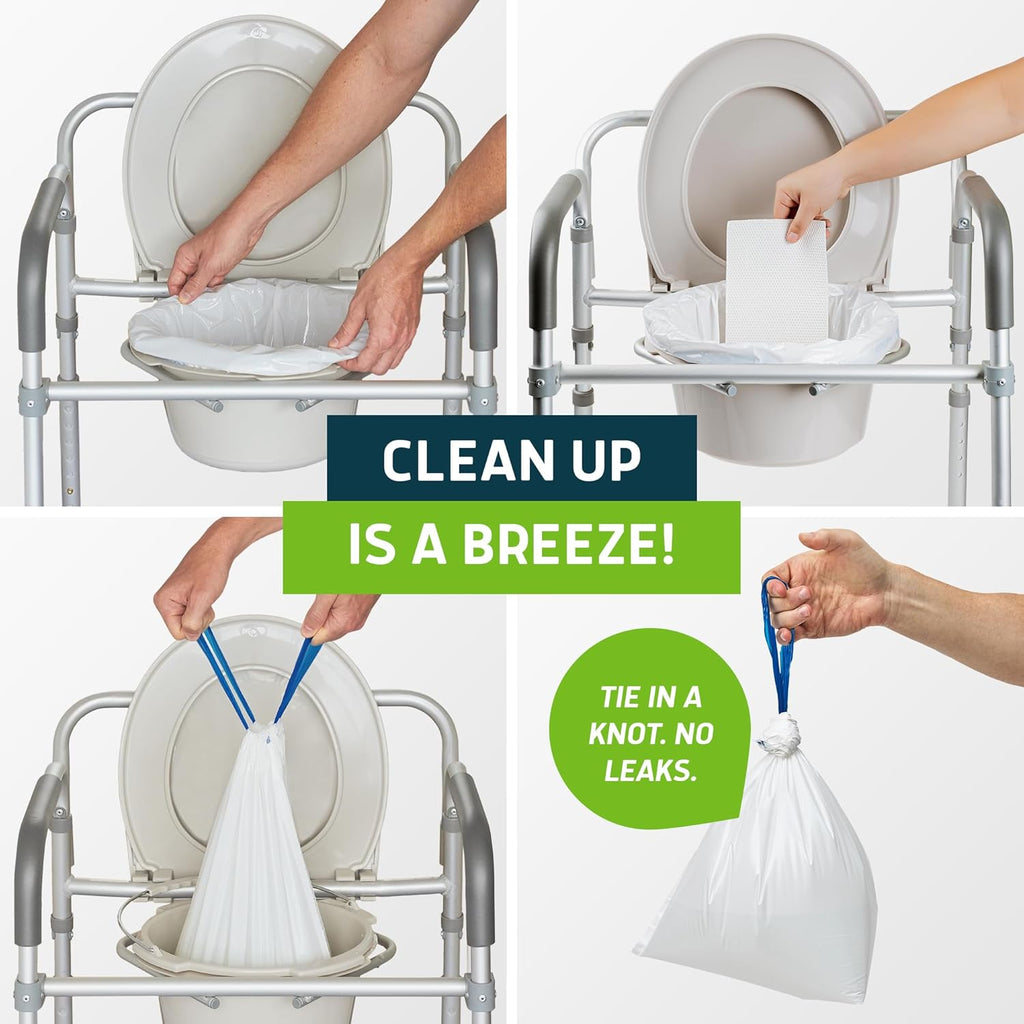 Lunderg Commode Liners with Absorbent Pads - Aloe Scent Medical Grade 150 Count Universal Fit