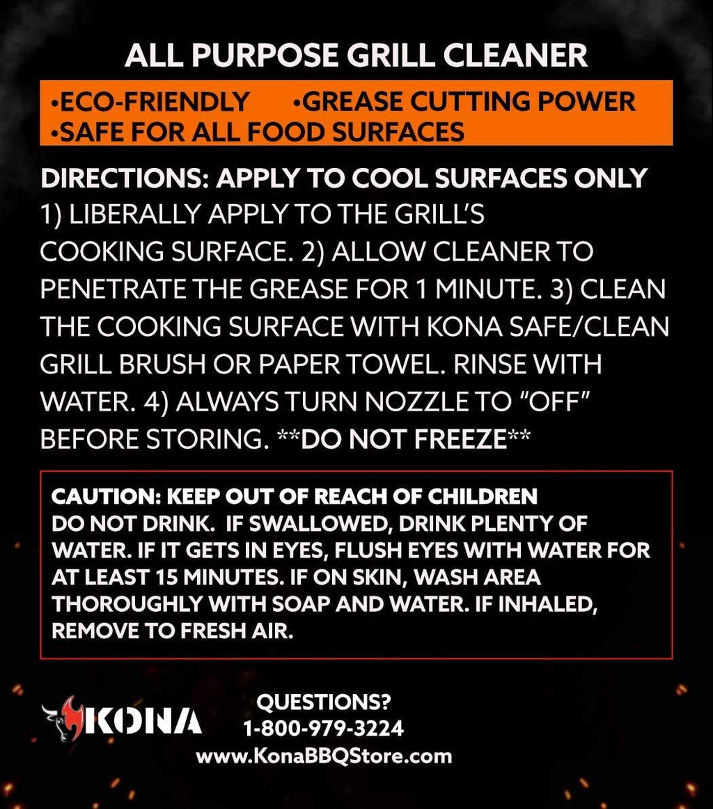 Kona Professional Grade Grill Cleaner Spray, 23 oz - Heavy-Duty Degreaser