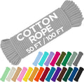 TECEUM Cotton Rope 3/16” (5 mm) – 50 FT – Strong All-Purpose Braided Rope – Natural Cotton – for