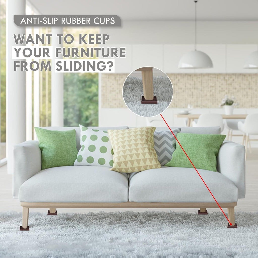 Non Slip Furniture Pads, 1.5” Round Rubber Caster Cups, 8 Pcs Furniture Coasters, Anti-Slip