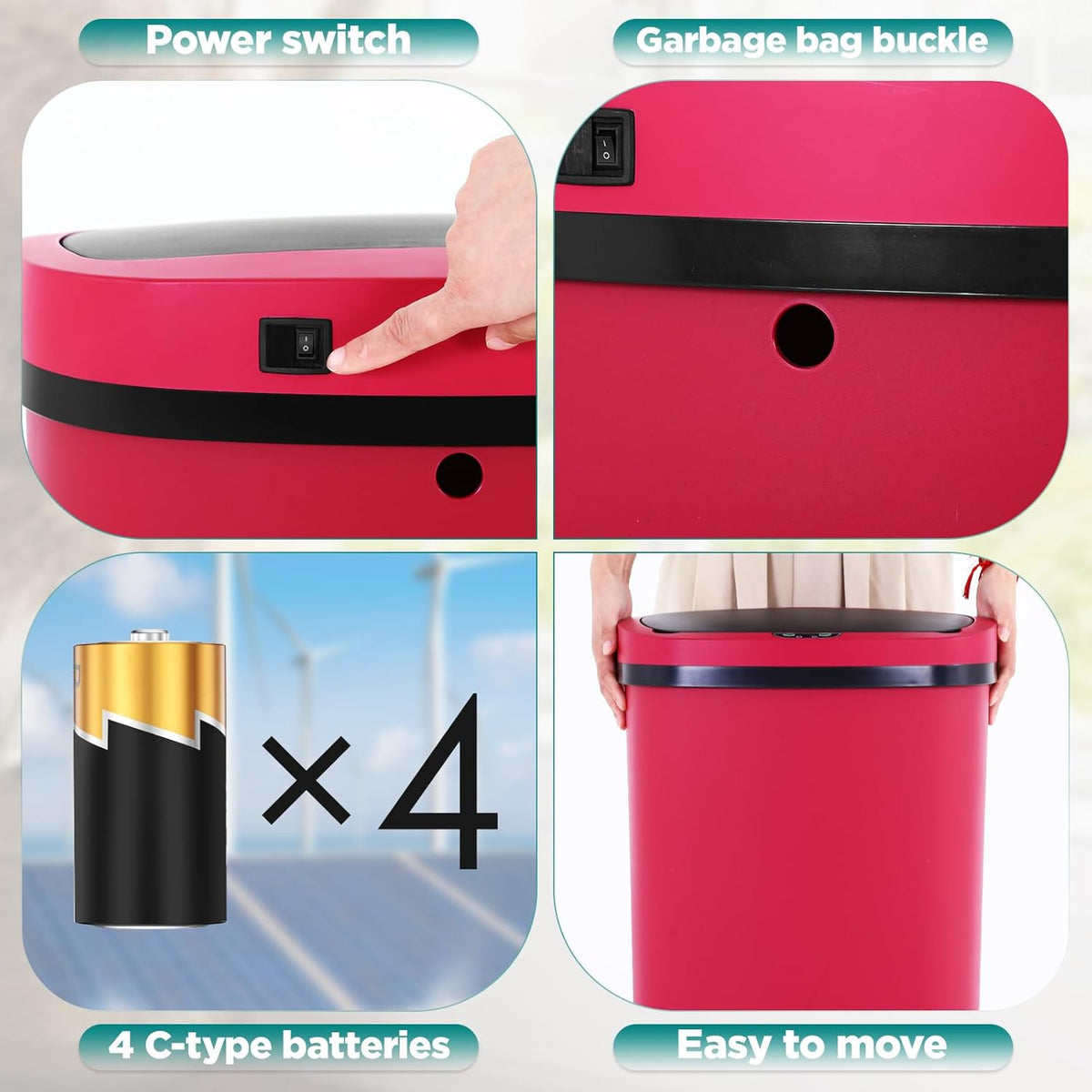 Automatic Motion Sensor Bathroom Trash Can with Lid, 13 Gallon Touchless Trash Bin, Smart Dog Proof