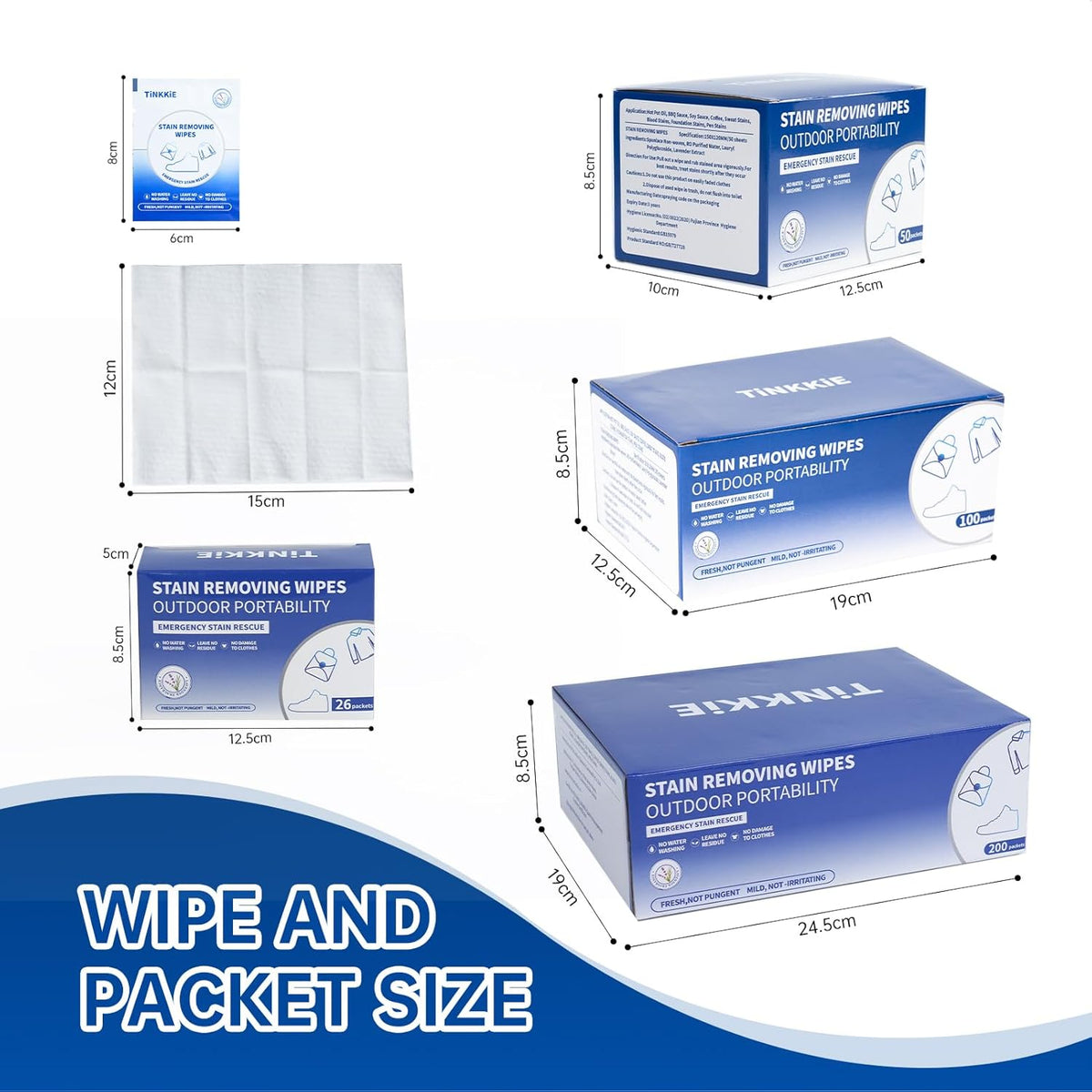 200-Pack Stain Remover Wipes, Portable Clothing Stain Remover Wipes, Instant Stain Remover and