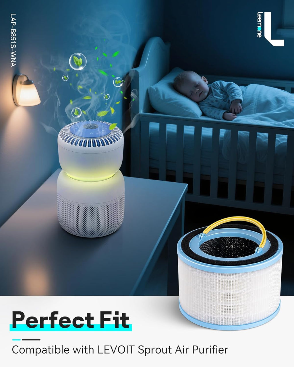Leemone Sprout Air Purifier Replacement Filter Compatible with LEVOIT Air Purifier for Baby