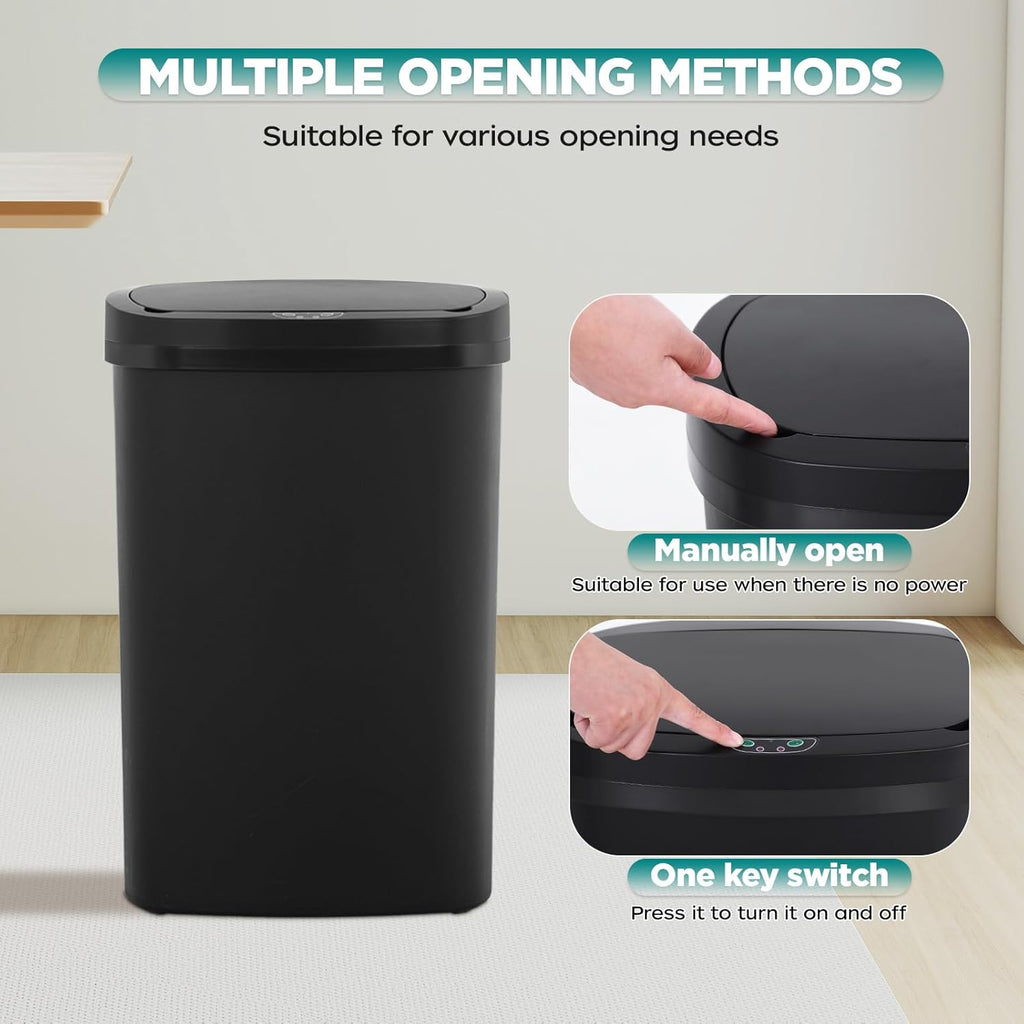 Automatic Motion Sensor Bathroom Trash Can with Lid, 13 Gallon Touchless Trash Bin, Smart Dog Proof