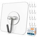 GLUIT Adhesive Wall Hooks for Hanging, Heavy Duty No Drill, 22 lbs, 12 Pack