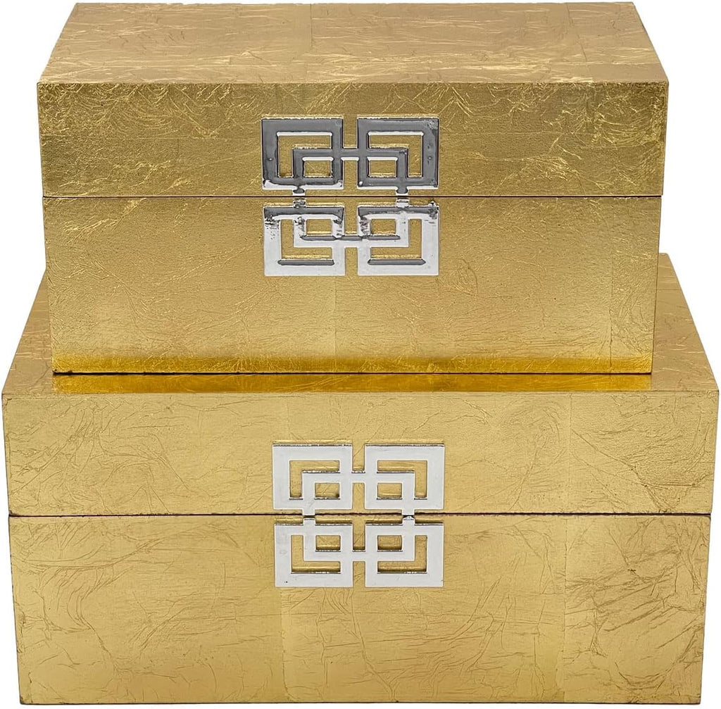 Galt International Storage Box Set Decorative Storage Box w/Hinged Lid Classic Design Wood Decor