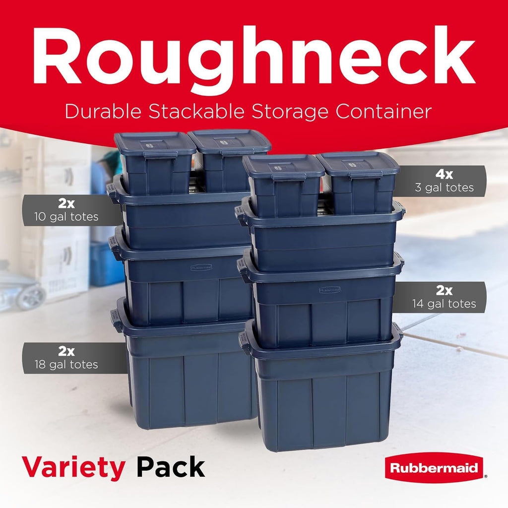 Rubbermaid Roughneck Tote Variety - |Made in the USA| Dark Indigo Metallic, Rugged Plastic