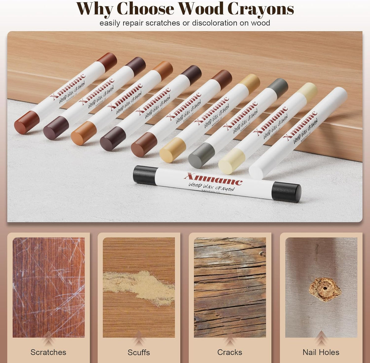 20 Colors Wood Filler Sticks Furniture Markers Touch up,Fill Putty Stick for Repair Furniture