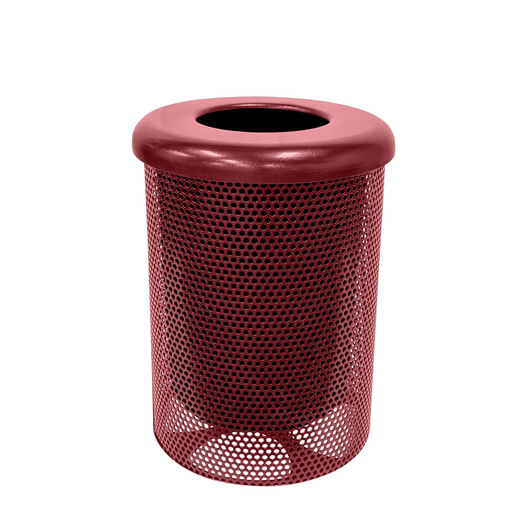 COATEDOUTDOORFURNITURE RFT-P-BUR Heavy Duty Round Trash Receptacle with Flat Top, Liner Included