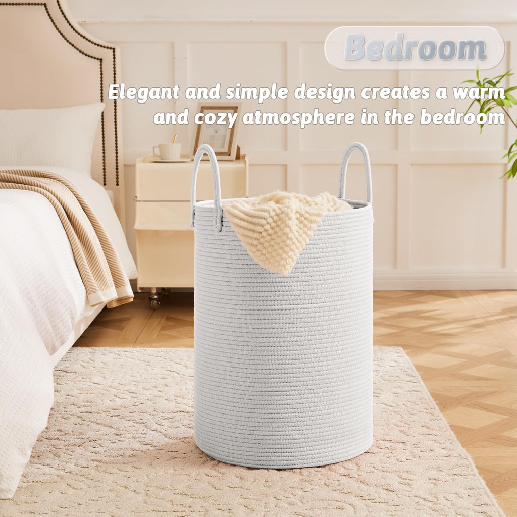 Laundry Basket,Woven Cotton Rope Laundry Hamper,40L for Decorative Storage of Dirty Clothes,Toys