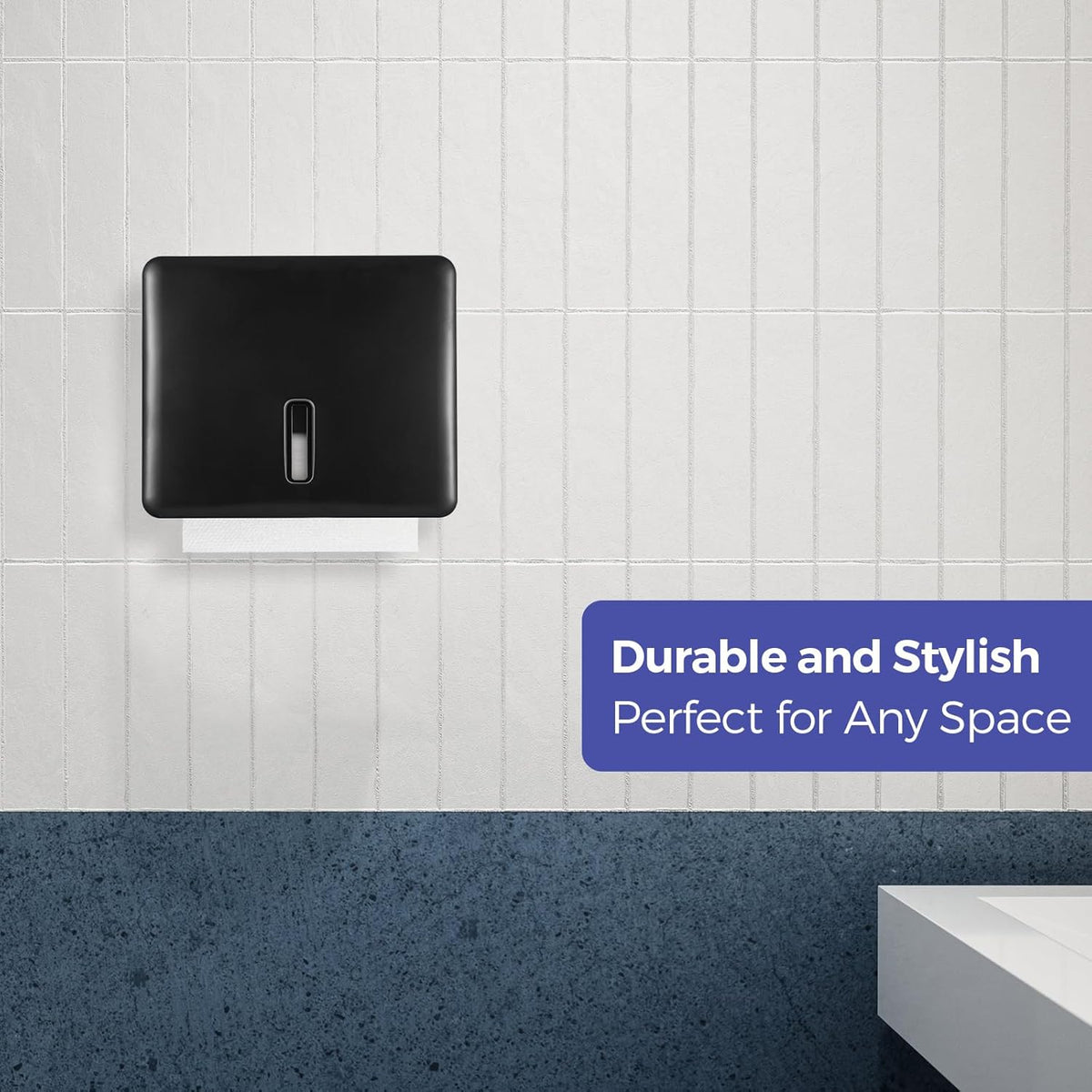 Multifold Paper Towel Dispenser Wall Mount (Black) – Large Capacity C-Fold, Trifold, and Folded