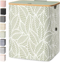 BALEINE Laundry Hamper with Lid, Tall Laundry Baskets with Bamboo Pull Handles, Large Laundry Bin
