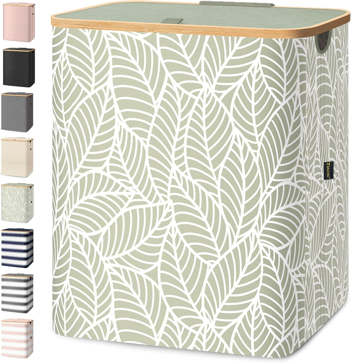 BALEINE Laundry Hamper with Lid, Tall Laundry Baskets with Bamboo Pull Handles, Large Laundry Bin