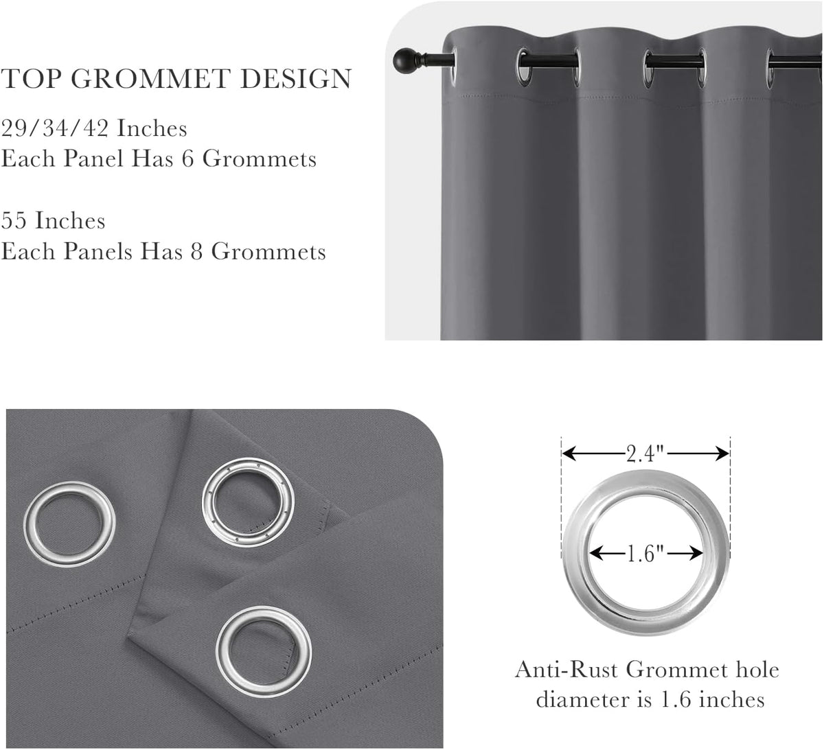 PONY DANCE Grey Kitchen Curtains 40 inch Length -Blackout Camper Curtains for Travel Trailers