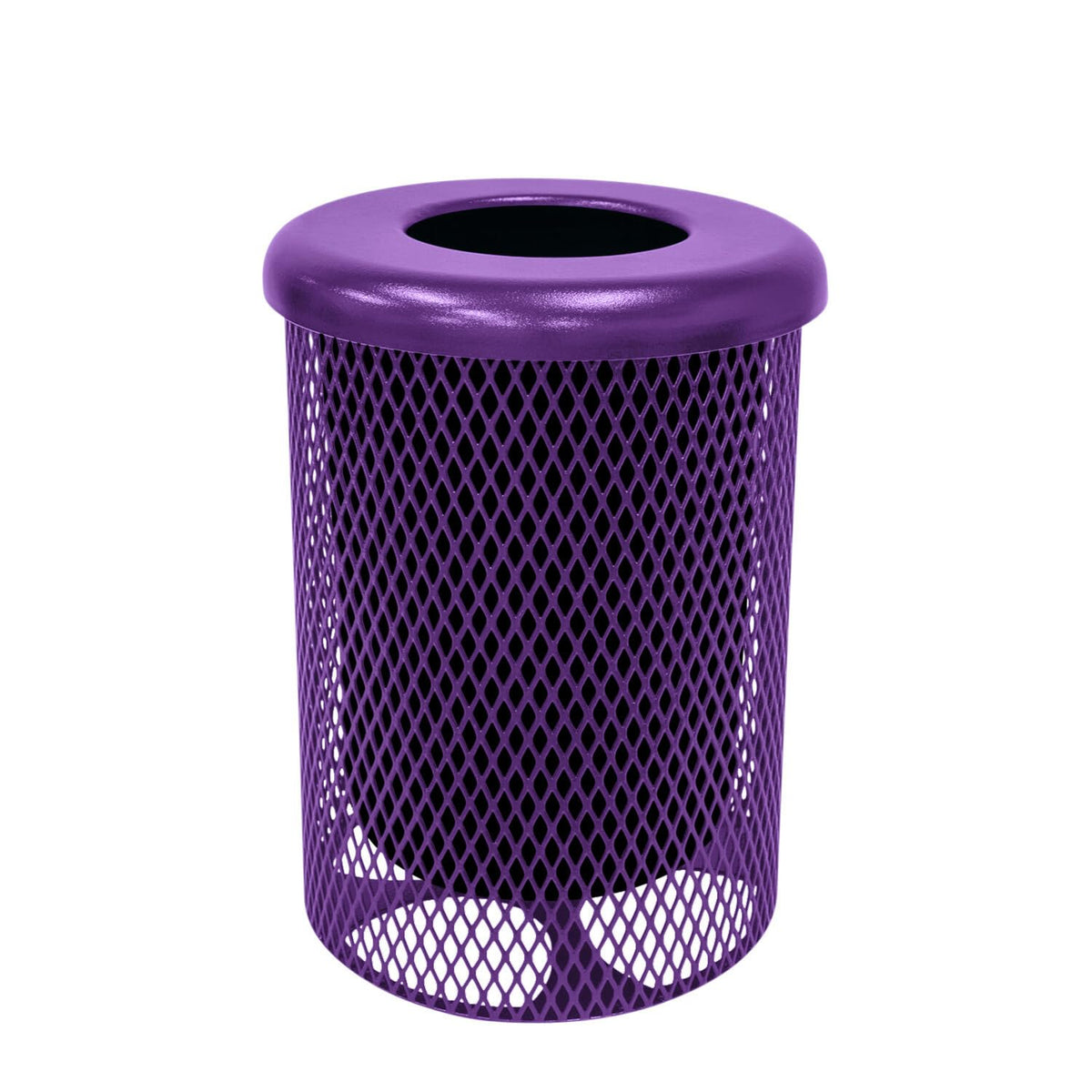 COATEDOUTDOORFURNITURE RFT-PUR Heavy Duty Round Trash Receptacle with Flat Top, Liner Included, 32