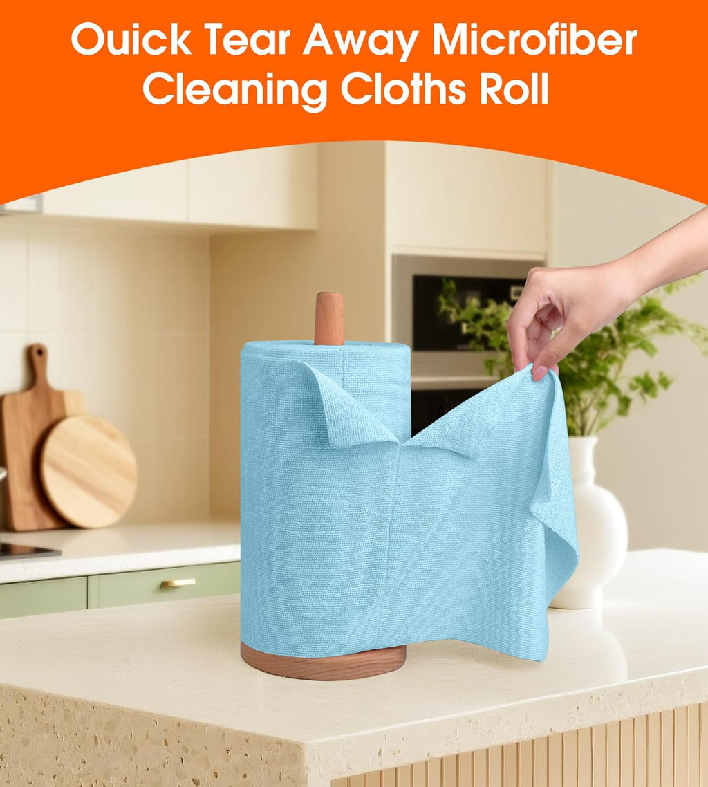 Roll of Microfiber Cleaning Cloth –100 Pack, Tear Away Microfiber Towels, Reusable, Washable