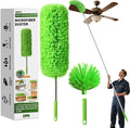 Cobweb Duster with Extension Pole, Washable Cleaning Duster Set with 2 Duster Heads, Corner Brush