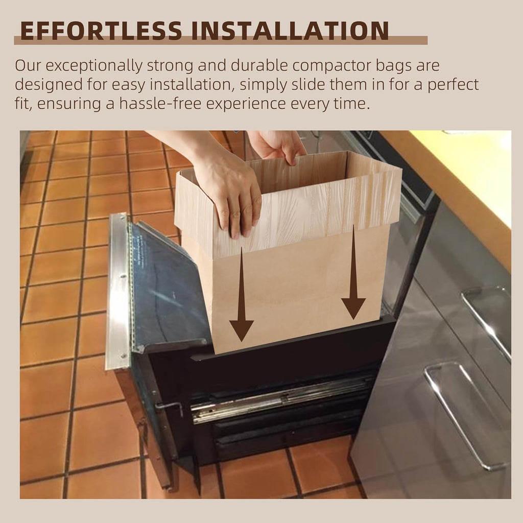 (15-Pack) Calvana Super Strong Compactor Bags, Heavy-Duty Kitchen Paper Trash Bags with Leak Proof