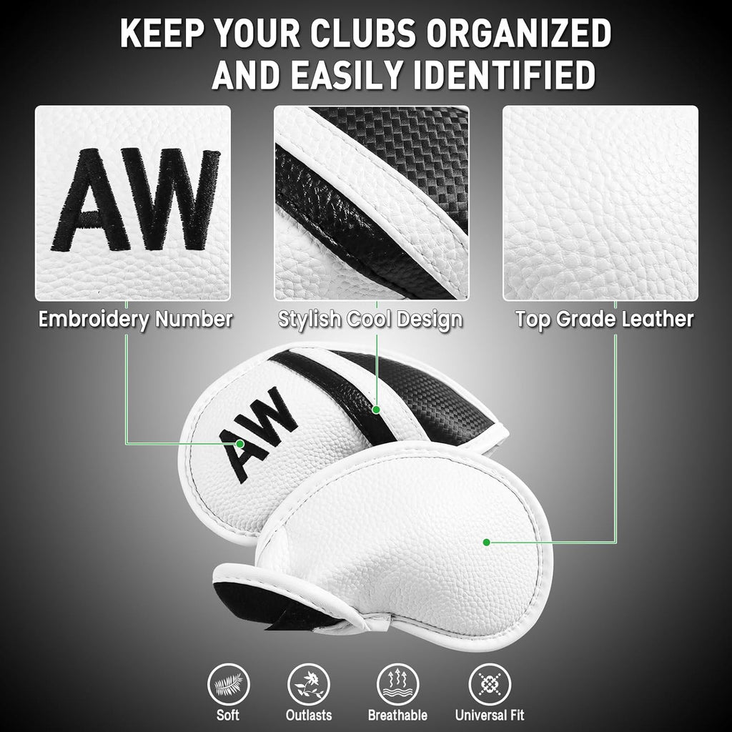 Amy Sport Golf Iron Head Covers Value 12 Pcs Set Thick Synthetic Leather, Protection Weatherproof
