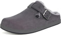 Fur Lined Clogs for Women Men Suede Winter Slippers Arch Support Slip on Mules Potato Shoes with