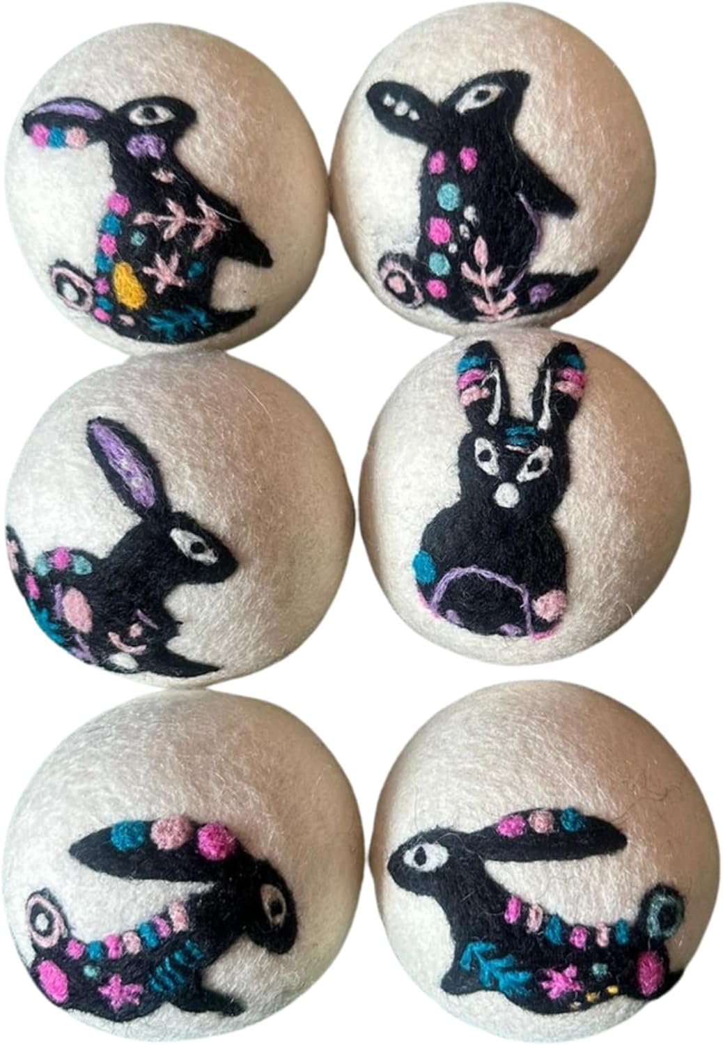 Ezhippie Quality Wool Dryer Balls - 6 XL Rabbit Pack - 1000+ Loads - Pure Organic Wool - Reusable