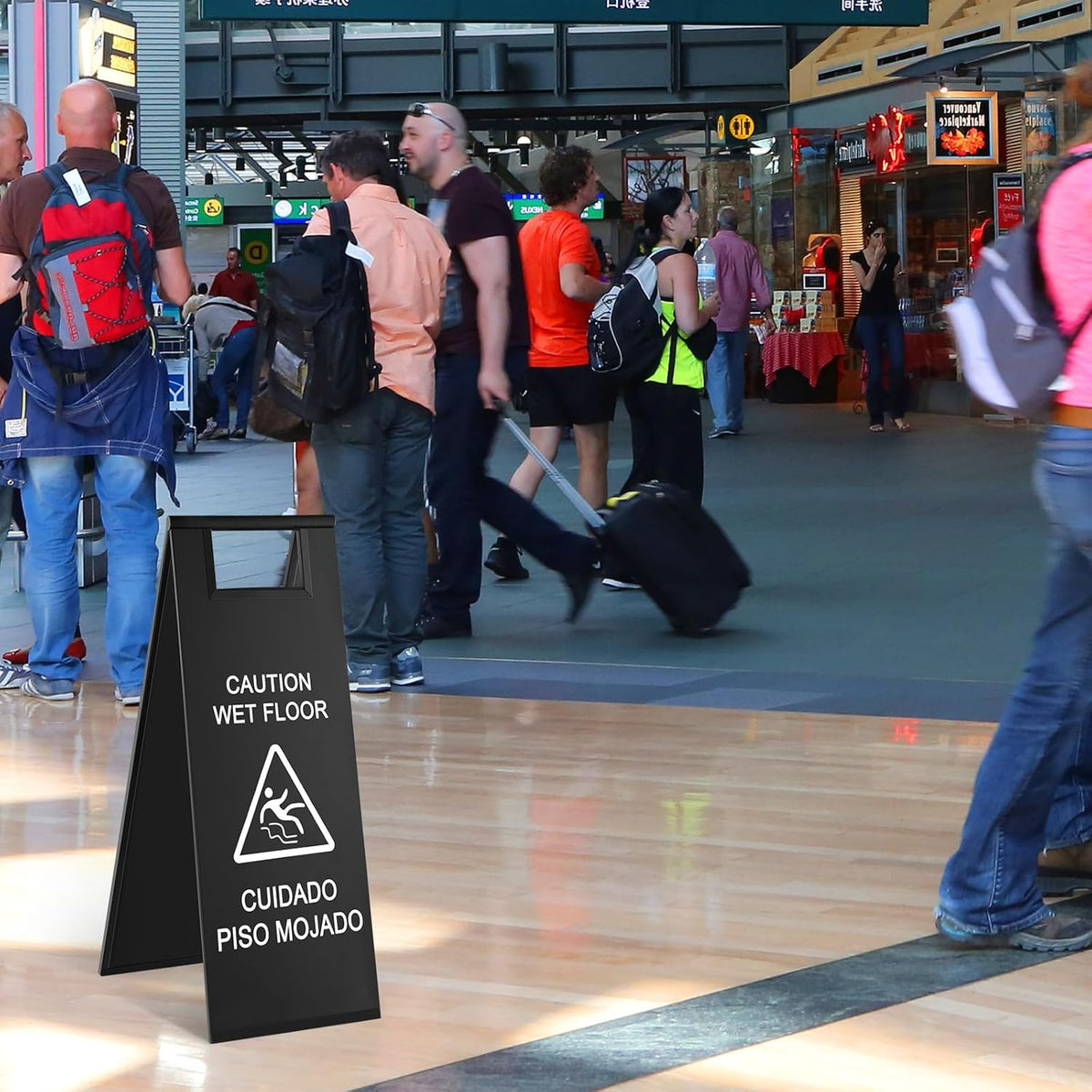 8 Pcs 24 Inch Stainless Steel Wet Floor Sign 8.8 Pound Caution Wet Floor Sign Bulk Double Sided