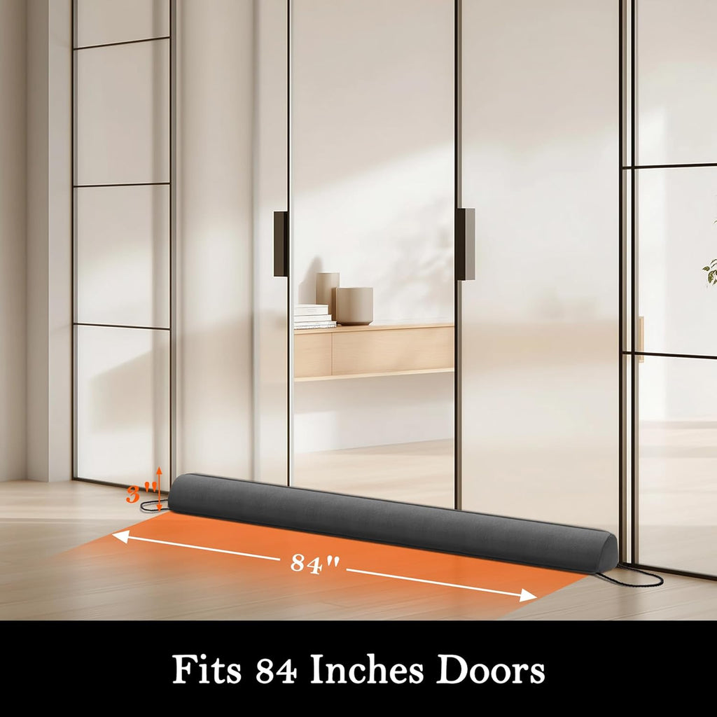 Sunolga 84" Door Draft Stopper Blocks Hot and Cold Air with Removable Washable Cover for Gaps Up to