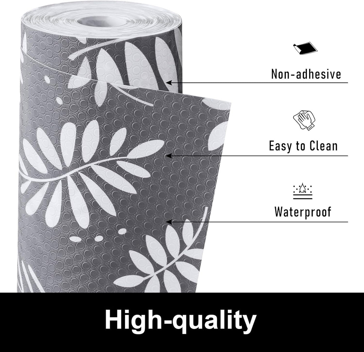 Cooyes Drawer and Shelf Liner, Non-Adhesive Shelf Liners for Kitchen Cabinets, Thick Strong Grip