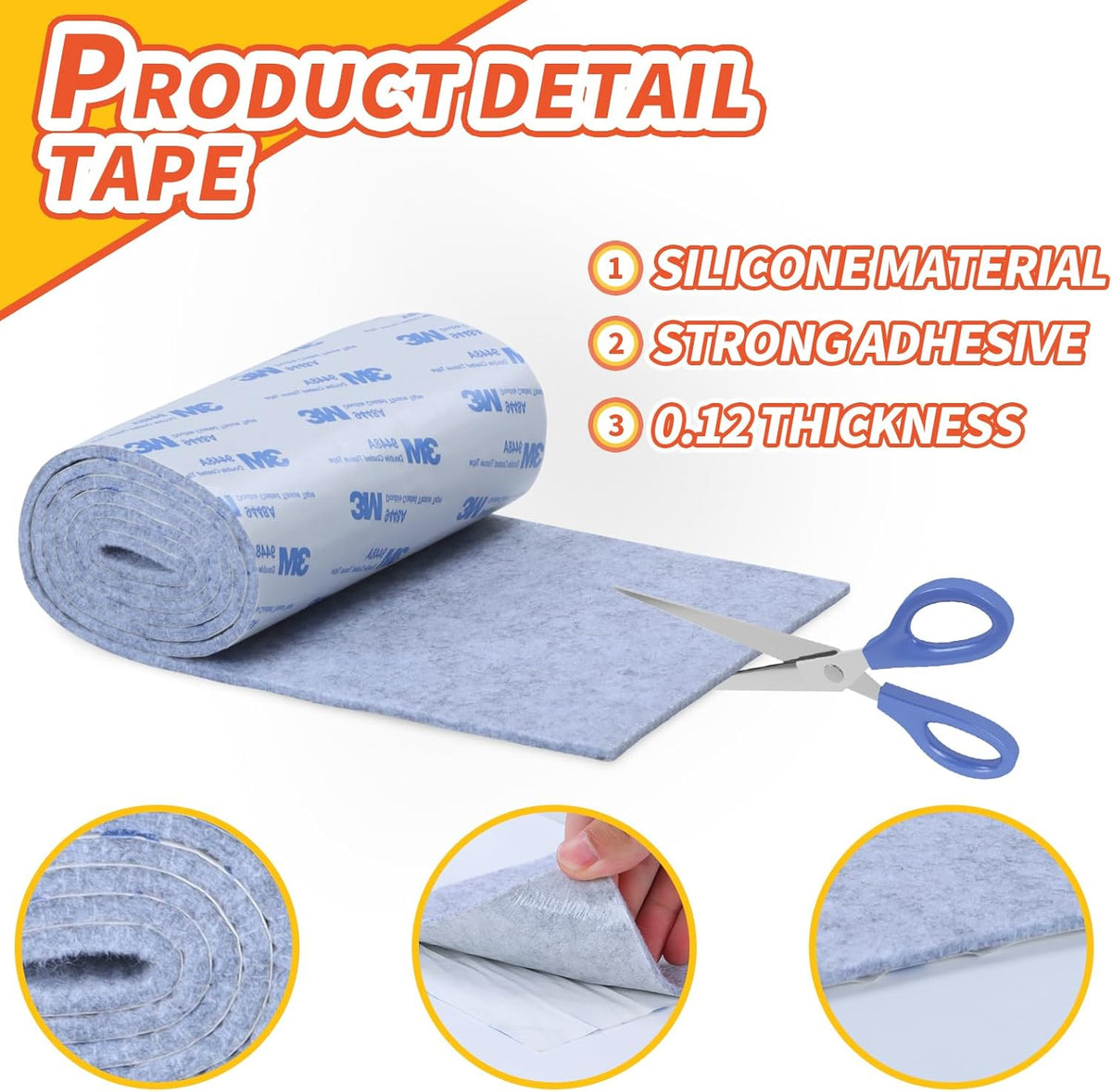 Felt Furniture Pads, Non Slip Self Adhesive Cuttable Felt Tape Gray Heavy Duty Felts Strip Roll for
