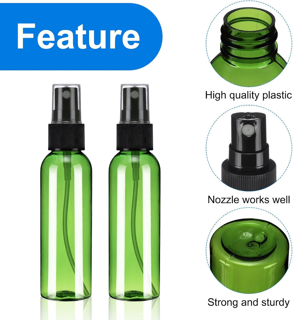 uxcell 10Pack Spray Bottles, 2 Oz/60ML Reusable Clear Empty Mist Plastic Mini Travel Bottle