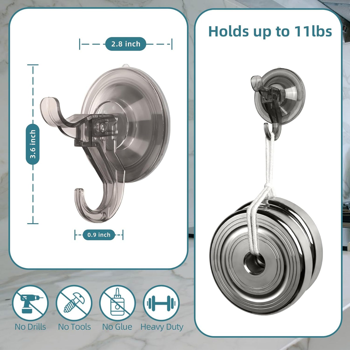 Antimbee 10 Pack Reusable Suction Hooks, Removable Small Suction Cups for Shower, Bathroom, Glass