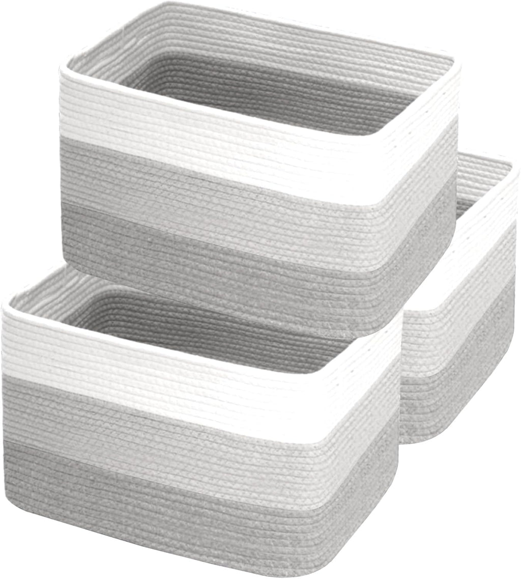 Hopegiver Woven Storage Baskets 15x11x10 Inch, 3 Pack Collapsible Cube Storage Bin for Shelves