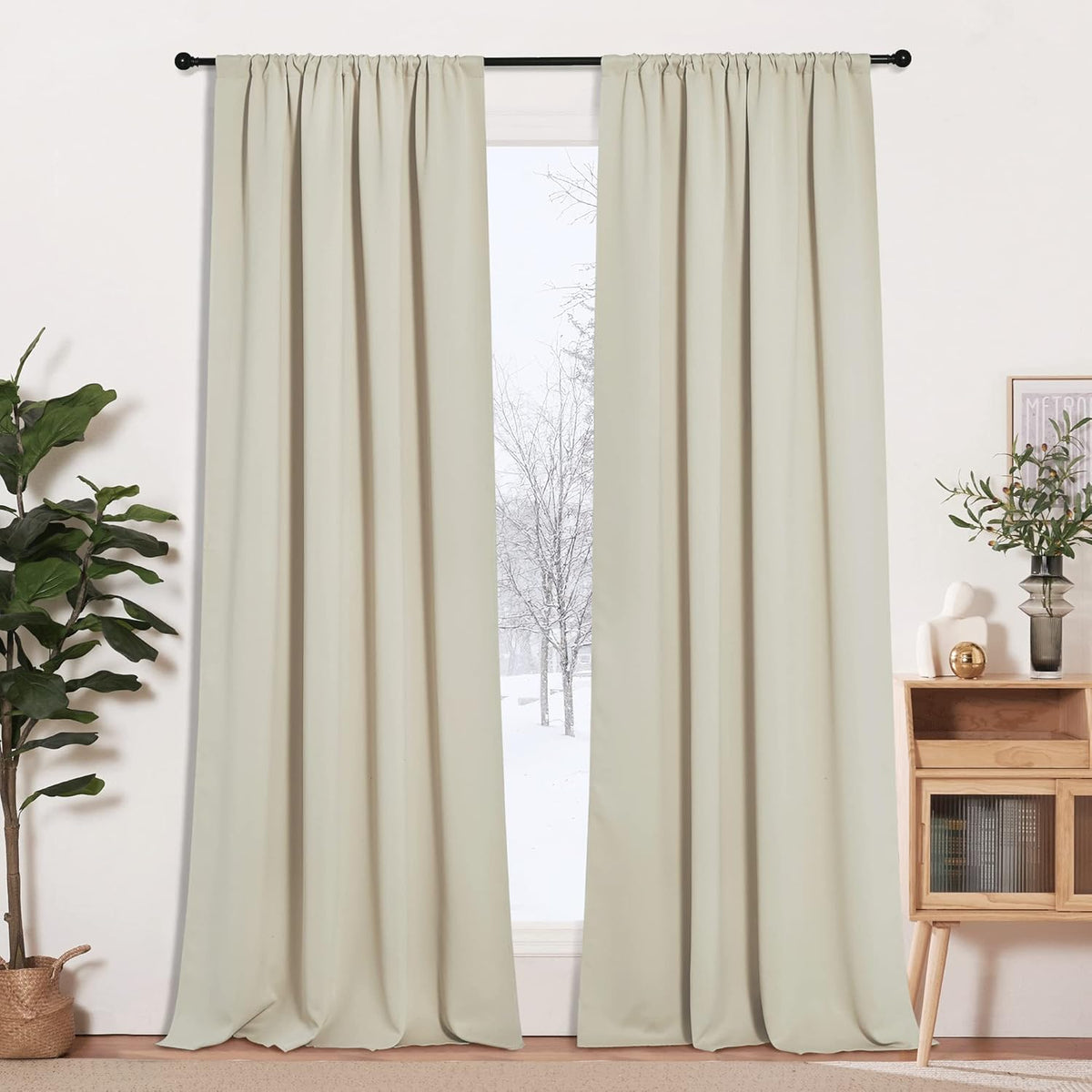 RYB HOME Blackout Curtains for Living Room, Large Window Shades for Bay Window Dining Parlor