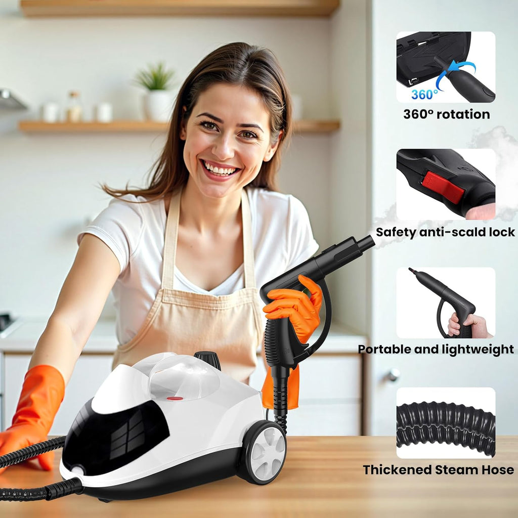 Steam Cleaner 1.5L Steamer for Cleaning Fast Heating 6-in-1 Multi-Surface with 8 Accessories UL499
