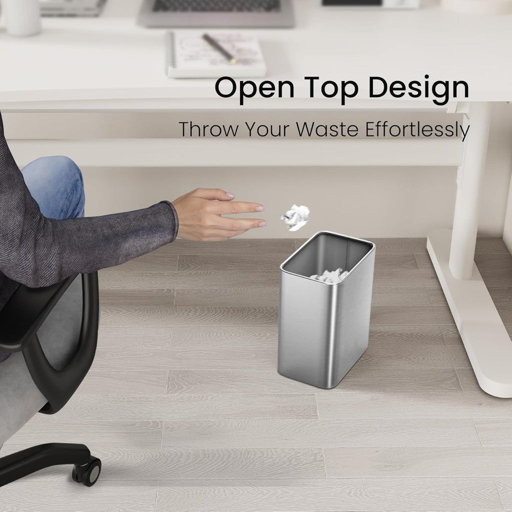 Cesun Small Bathroom Trash Can 2.1 Gallon Wastebasket, Modern Metal Garbage Can Office Waste