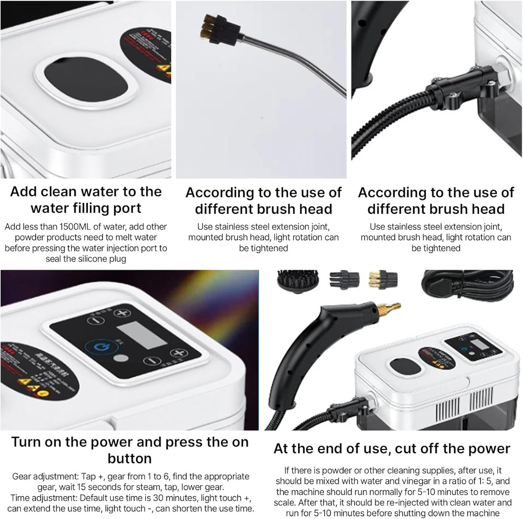 Irishom Steam Cleaner Handheld with 4pcs Accessories, Touch Screen 6 Levels Adjustable 15s Fast