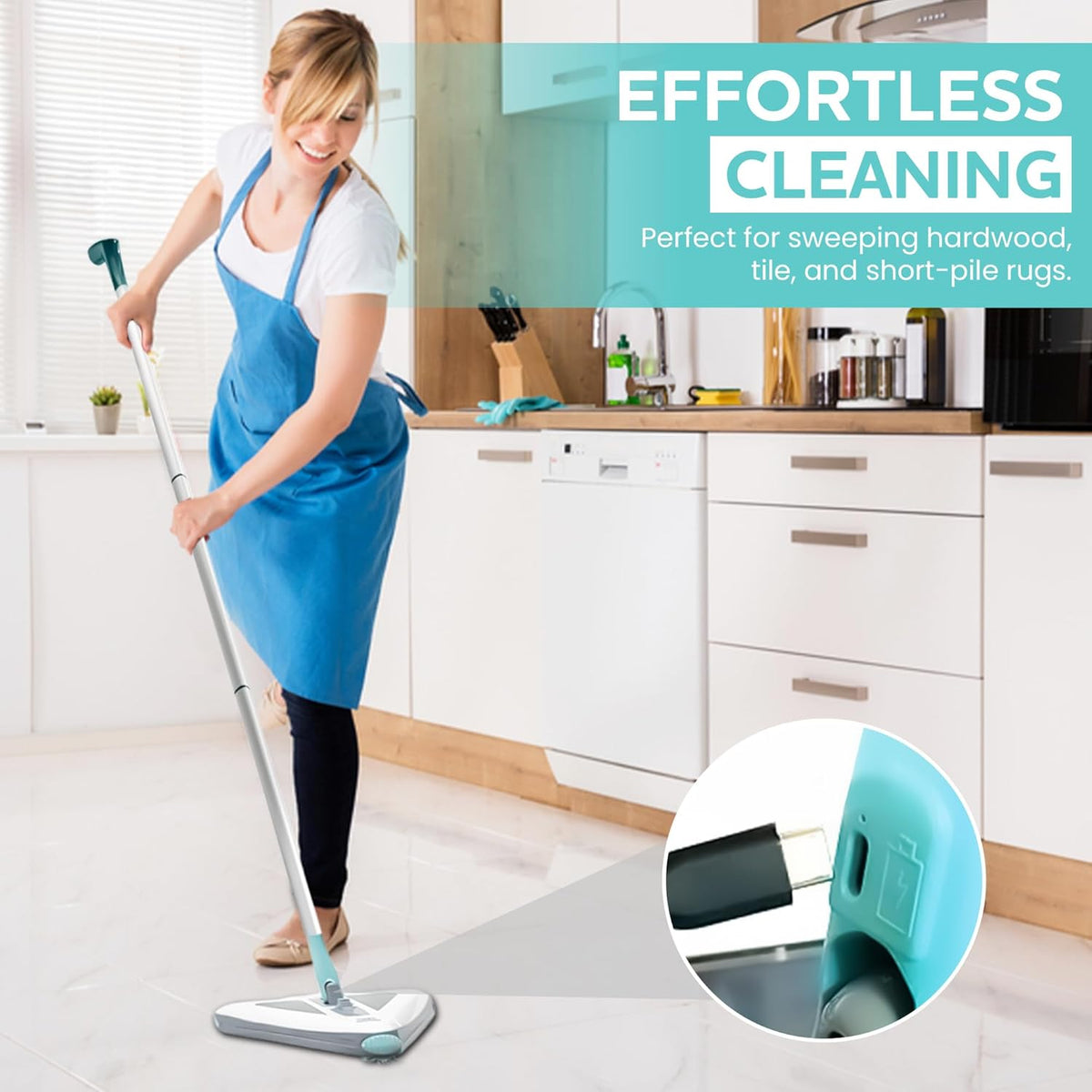 Zippi Sweeper Standard - 2025 New and Improved Lightweight Sweeper, Perfect for Short Carpet