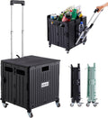 Folding Utility Cart Portable Rolling Crate Handcart Shopping Trolley Collapsible Tool Box, with