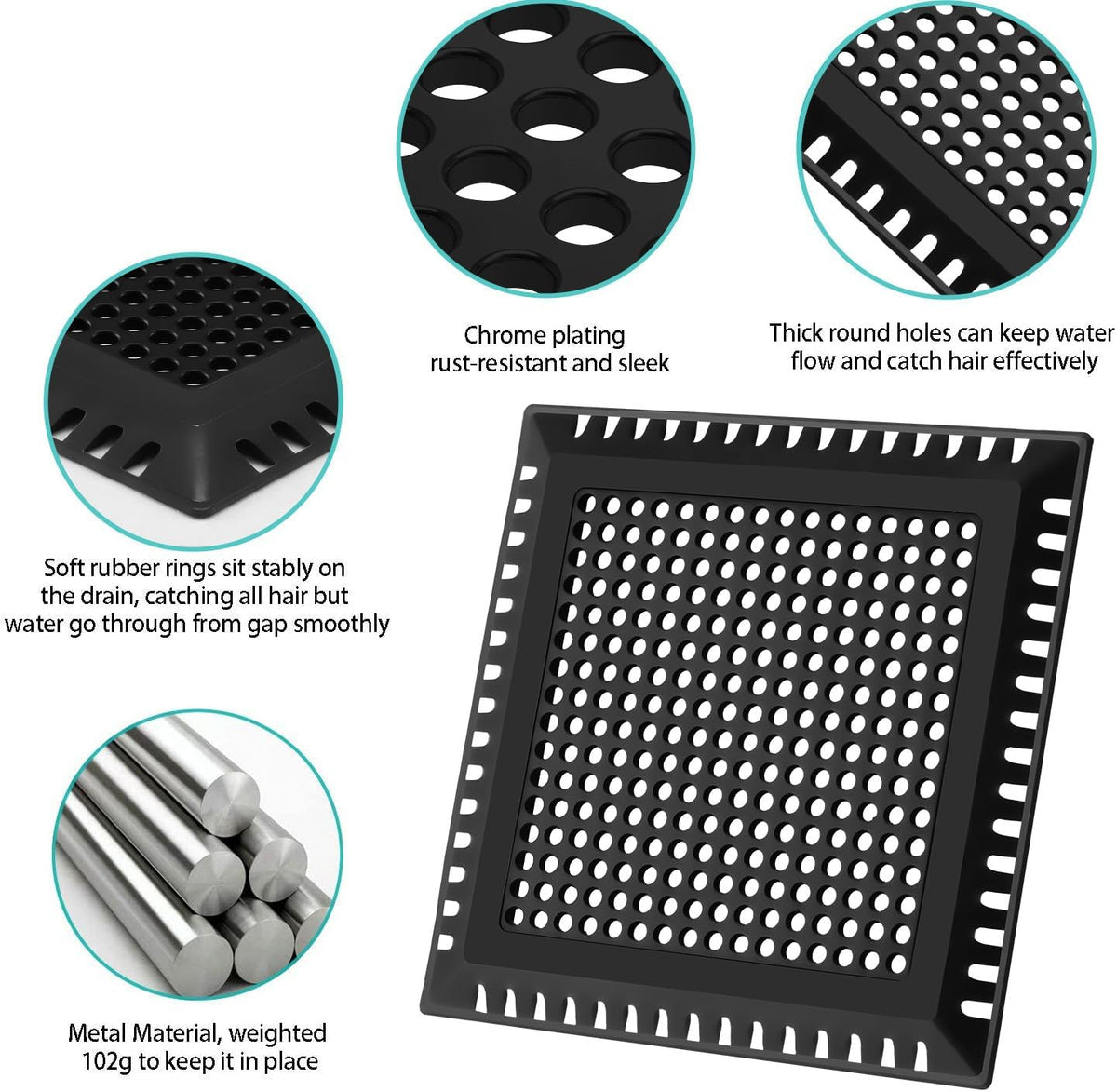 Hair Catcher/Drain Strainer/Shower Drain Cover for Bathroom Floor Drain, Stainless Steel and