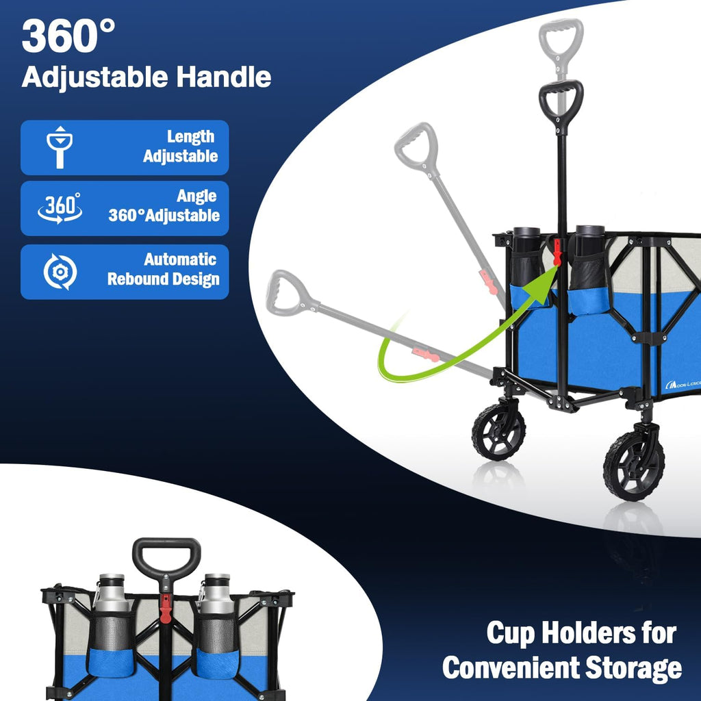 Moon Lence Collapsible Folding Wagon Cart Heavy Duty Folding Garden Portable Hand Cart with