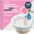 Lunderg 150 Count Value Pack - Rose Scented Disposable Commode Liners and Absorbent Pads for Adult