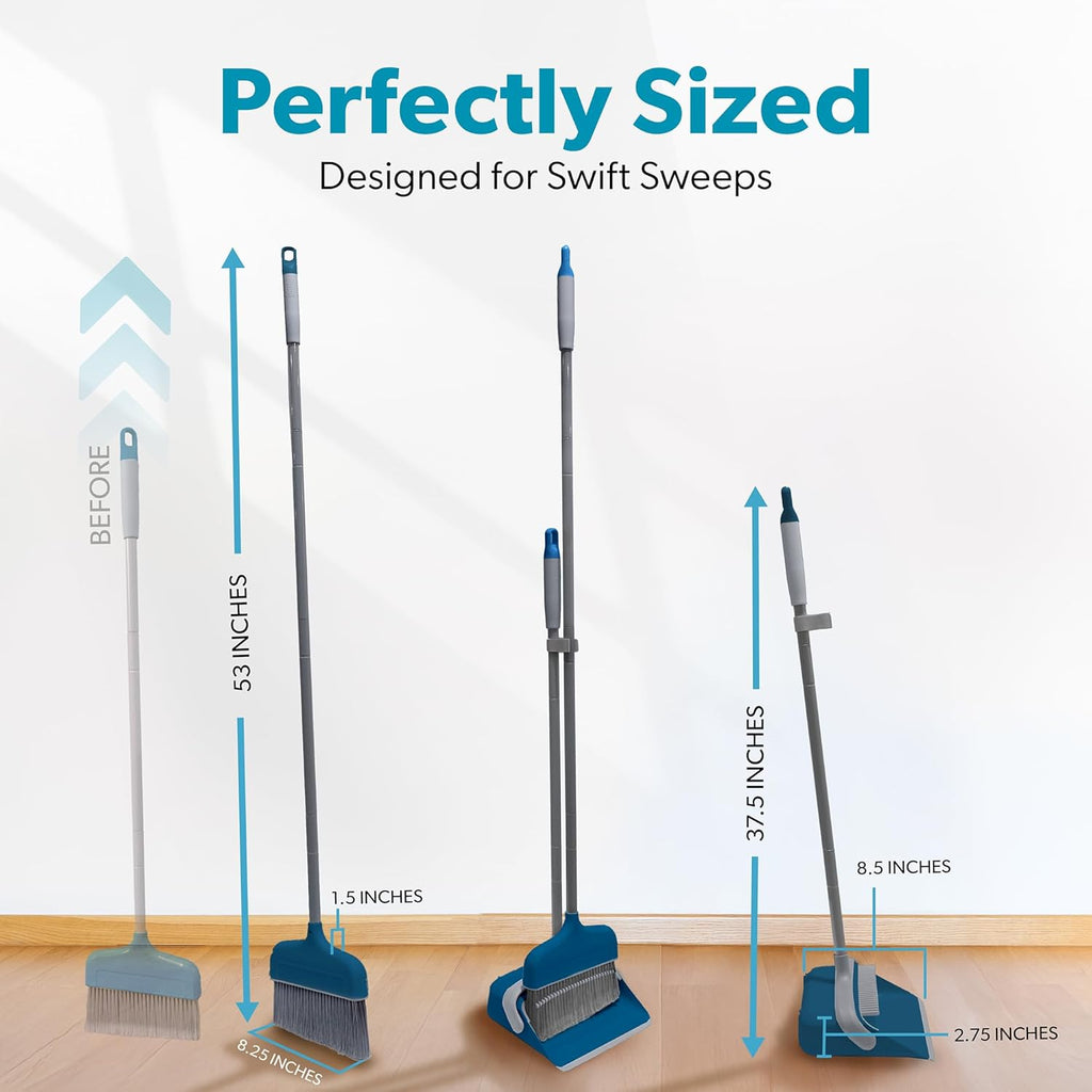 BLACK+DECKER Butler Broom & Dustpan Set - Stand-Up Design - Lightweight, Space-Saving Combo for