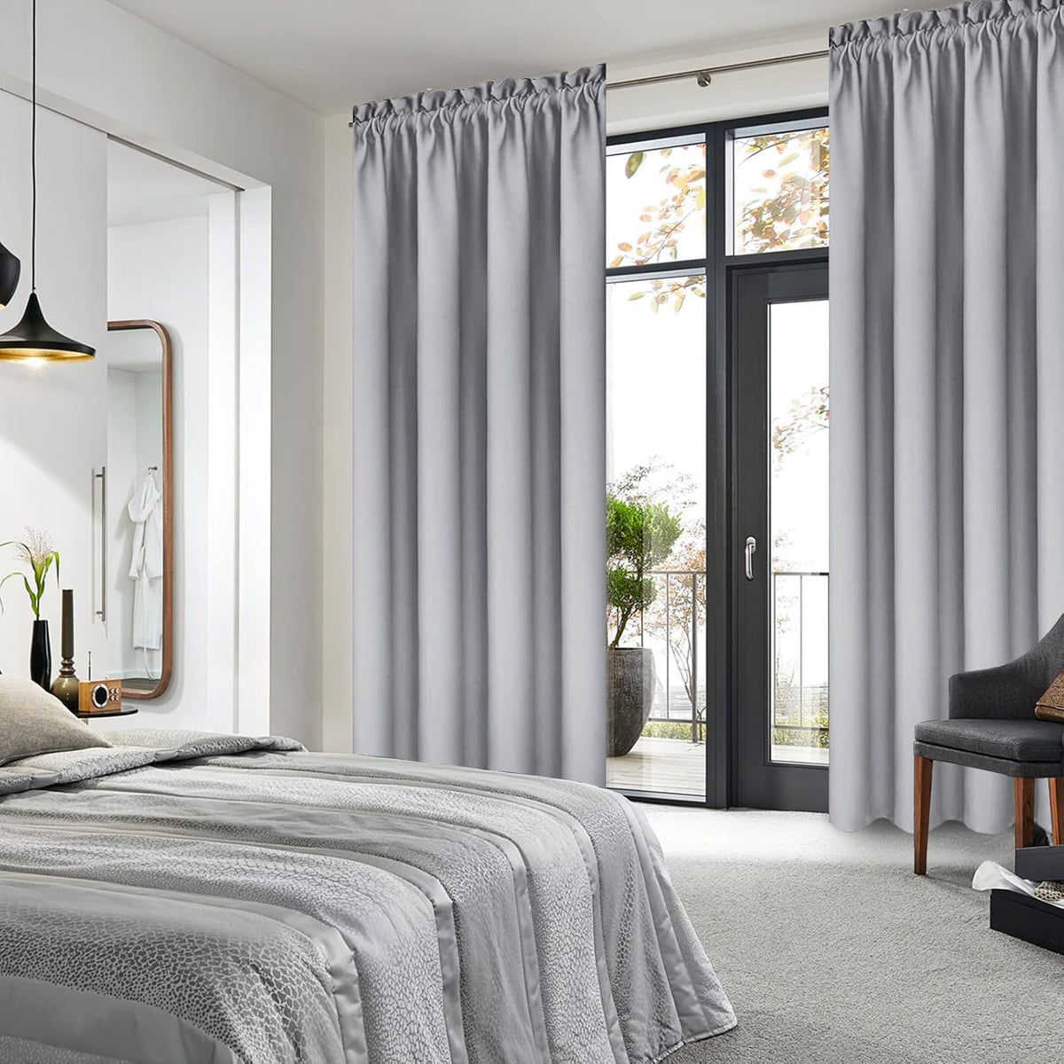 DWCN Blackout Curtains Room Darkening Thermal Insulated Bedroom Curtains Window Curtain Panels, 42