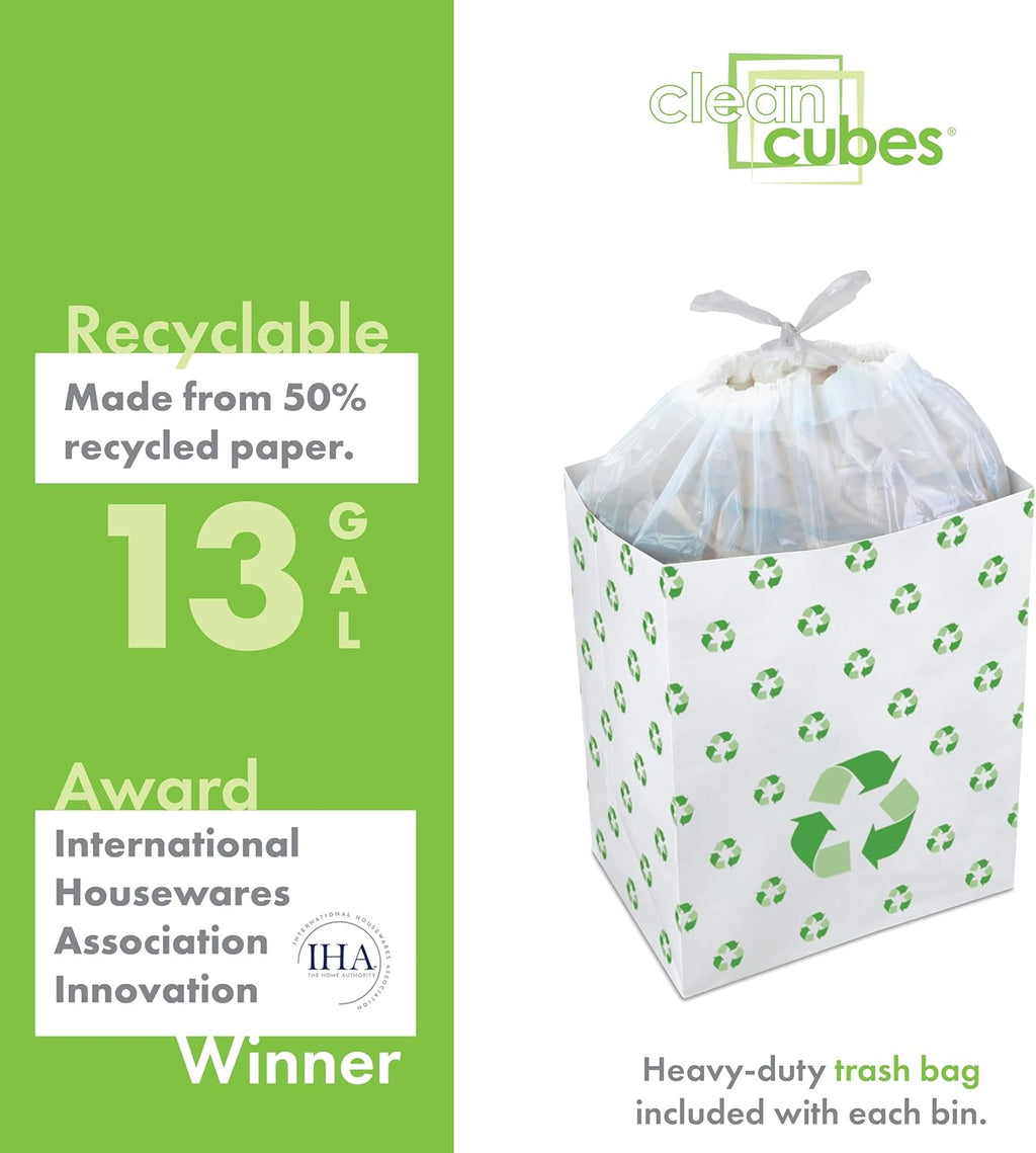13 Gallon Disposable Pop-Up Trash Cans (6-Pack) with Fitted Bags – Foldable Garbage & Recycling