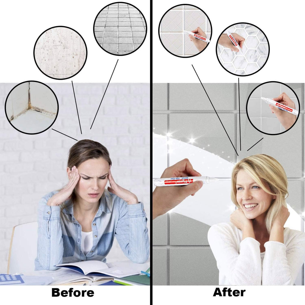 Grout Pen 12 Pack Water Based Tile Marker Repair Pens Professional for Bathroom, Kitchen, Parlor