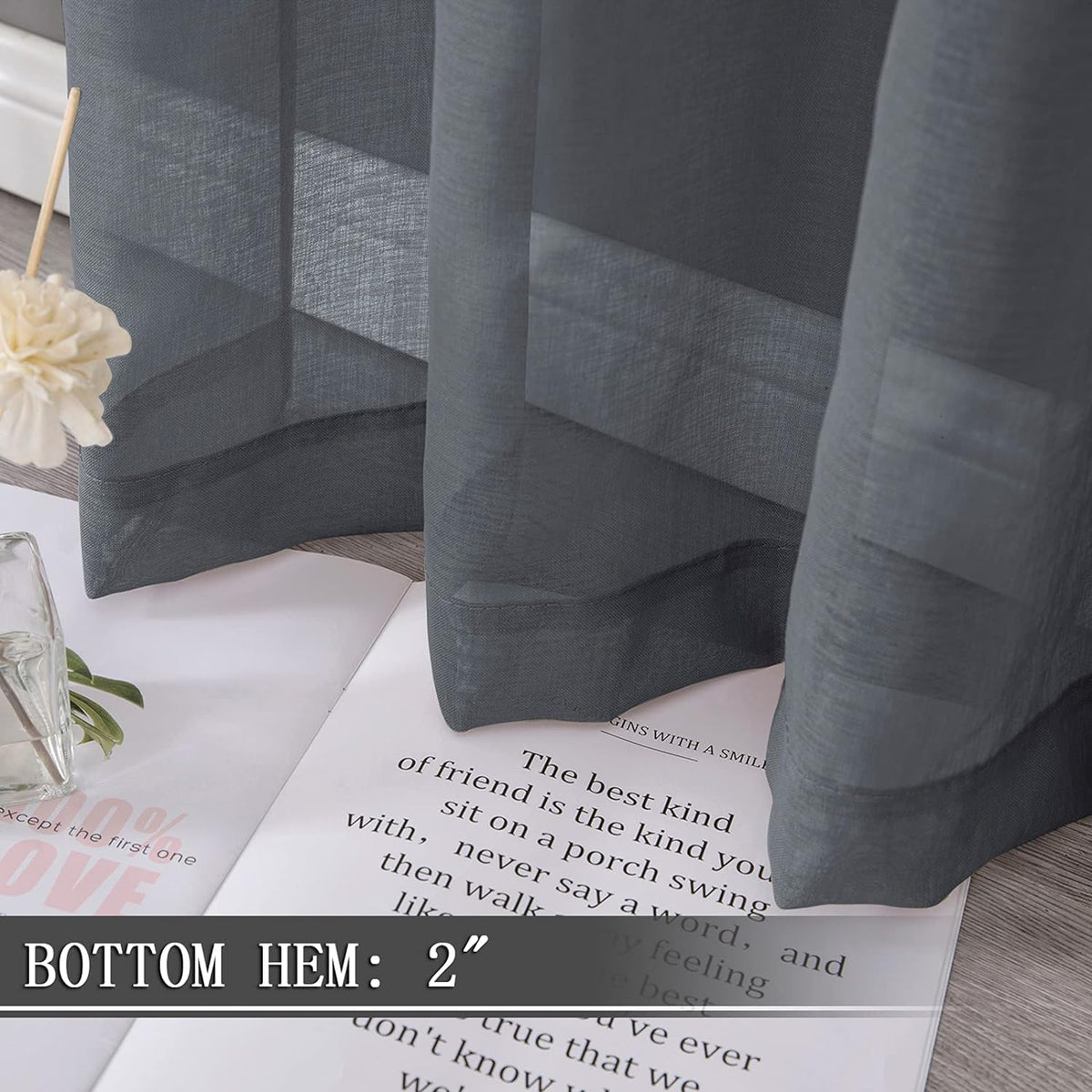 Tollpiz Sheer Tier Curtains Kitchen Linen Textured Half Curtain Sheers Light Filtering Rod Pocket