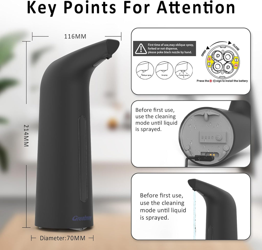 Convenient Automatic Soap Dispenser,4 Adjustable Levels Touchless Hand Sanitizer Pump with Infrared